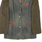 WEAEIEI Womens Grey Green Red Wool Button Jacket S Blazer Tweed Sleeves Stylish