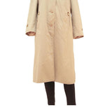 Womens Beige Button Jacket L Polyester Blend Plain Classic Fit Long Sleeve