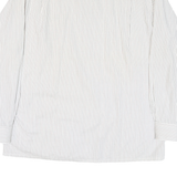 JAC TISSOT Mens White & Grey Striped Shirt L Cotton Blend Button Collar Formal