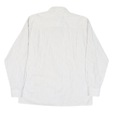 JAC TISSOT Mens White & Grey Striped Shirt L Cotton Blend Button Collar Formal