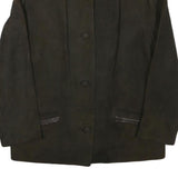 GRITEN Womens Black Suede Button Jacket XS Classic Regular Fit Plain Stylish