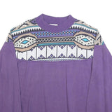ROX LINE Womens Purple Geometric Pattern Crew Neck XL Sweatshirt Retro Style