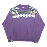 ROX LINE Womens Purple Geometric Pattern Crew Neck XL Sweatshirt Retro Style