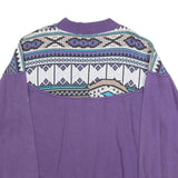 ROX LINE Womens Purple Geometric Pattern Crew Neck XL Sweatshirt Retro Style