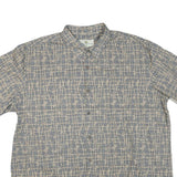 ISLAND SHORES Mens Blue & Beige Pattern Cotton Blend Shirt 2XL Casual Summer