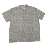 ISLAND SHORES Mens Blue & Beige Pattern Cotton Blend Shirt 2XL Casual Summer