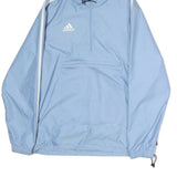 ADIDAS Womens Blue Hooded Zip Jacket M Polyester Plain Sportswear