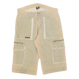 SIDEZ Mens Cotton Blend Beige Cargo Shorts M W32 Frayed Trim Pockets