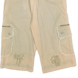 SIDEZ Mens Cotton Blend Beige Cargo Shorts M W32 Frayed Trim Pockets