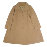 LAINE & CACHEMIRE Womens Beige Cotton Button Jacket L Plain Classic Long Sleeve