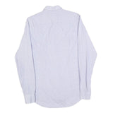 TOMMY HILFIGER Mens Blue & White Cotton Blend Shirt M Slim Fit Long Sleeve