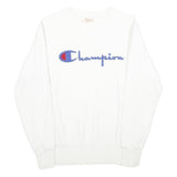 CHAMPION REVERSE WEAVE Mens White Crew Neck S Cotton Blend Sweatshirt Pullover