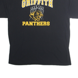 RUSSELL ATHLETIC Mens Black & Yellow Graphic T-Shirt L Short Sleeve Crew Neck