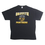 RUSSELL ATHLETIC Mens Black & Yellow Graphic T-Shirt L Short Sleeve Crew Neck