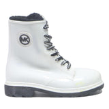 MICHAEL KORS Womens Leather White Ankle Boots UK 3 Lace-Up Winter Fashion