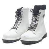 MICHAEL KORS Womens Leather White Ankle Boots UK 3 Lace-Up Winter Fashion