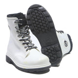 MICHAEL KORS Womens Leather White Ankle Boots UK 3 Lace-Up Winter Fashion