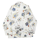 MARINER Mens White Patterned Shirt L Cotton Blend Artistic Print