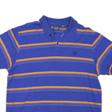 CHAPS Mens Blue & Orange Striped Short Sleeve Polo Shirt XL Classic Cotton