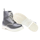 DR MARTENS 1460 Pascal Womens Black & White Leather Ankle Boots UK 4 Lace-Up