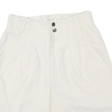 Womens Cream Casual Shorts M W27 Cotton Blend Button Plain Style