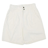 Womens Cream Casual Shorts M W27 Cotton Blend Button Plain Style