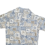 CAMPIA Mens Blue & Brown Pattern Shirt L Cotton Blend Short Sleeve Casual