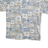 CAMPIA Mens Blue & Brown Pattern Shirt L Cotton Blend Short Sleeve Casual