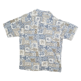 CAMPIA Mens Blue & Brown Pattern Shirt L Cotton Blend Short Sleeve Casual