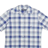 NAUTICA Mens Blue & White Plaid Shirt S Cotton Short Sleeve Casual Summer Button