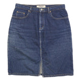 PARIS BLUES Womens Blue Denim Midi Cotton Blend Skirt M Classic Vintage Style