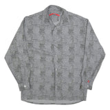 SIGNUM Mens Grey Printed Cotton Blend Shirt S Casual Button Up