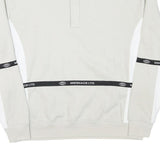 MENNACE Mens Beige & White Sweatshirt Crew Neck M Logo Tape Detail Cotton Blend