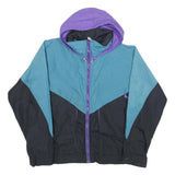 SIERRA DESIGNS Mens Blue & Purple Outdoor Jacket S Nylon Colourblock Zip Hooded