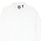CHAPS Mens White Plain 2XL Cotton Blend Shirt Button-Down Long Sleeve Classic
