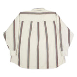 CHAPS RALPH LAUREN Mens Cream & Brown Striped Shirt 2XL Cotton Long Sleeve