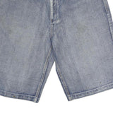 RED BBQ Mens Denim Blue Casual Shorts Skull Print Rock N Roll M W34 Relaxed Fit