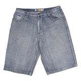 RED BBQ Mens Denim Blue Casual Shorts Skull Print Rock N Roll M W34 Relaxed Fit