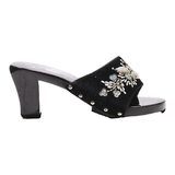 Mule Heels Black Synthetic Womens UK 3