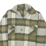 Mens Green & Cream Wool Checked Shirt M Button Closure Pocket Detail