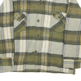 Mens Green & Cream Wool Checked Shirt M Button Closure Pocket Detail