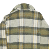 Mens Green & Cream Wool Checked Shirt M Button Closure Pocket Detail