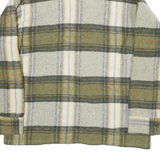 Mens Green & Cream Wool Checked Shirt M Button Closure Pocket Detail