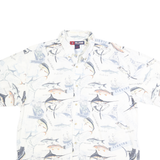 REEL LEGENDS Mens White Fishing Print Cotton Shirt XL Casual Summer Holiday