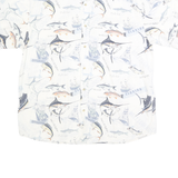 REEL LEGENDS Mens White Fishing Print Cotton Shirt XL Casual Summer Holiday