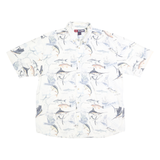 REEL LEGENDS Mens White Fishing Print Cotton Shirt XL Casual Summer Holiday