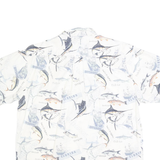 REEL LEGENDS Mens White Fishing Print Cotton Shirt XL Casual Summer Holiday