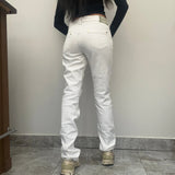 Love Moschino Embroidered Trousers - 33W UK 12 White Cotton