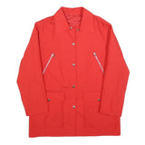 Womens Red Button Jacket M Polyester Blend Plain Functional Pockets