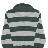 TOMMY HILFIGER Mens Green & Grey Patterned Jumper V-Neck Basic Knit XS Cotton